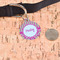 Pink & Green Paisley and Stripes Round Pet ID Tag - Large - In Context
