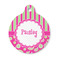 Pink & Green Paisley and Stripes Round Pet Tag