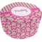 Pink & Green Paisley and Stripes Round Pouf Ottoman (Top)