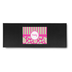 Pink & Green Paisley and Stripes Rubber Bar Mat (Personalized)