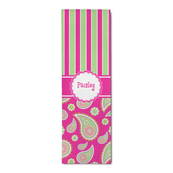 Custom Pink & Green Paisley and Stripes Runner Rug - 2.5'x8' w/ Name or Text