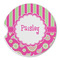 Pink & Green Paisley and Stripes Sandstone Car Coaster - Single