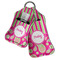 Pink & Green Paisley and Stripes Sanitizer Holder Keychain - Both in Case (PARENT)