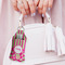 Pink & Green Paisley and Stripes Sanitizer Holder Keychain - Large (LIFESTYLE)
