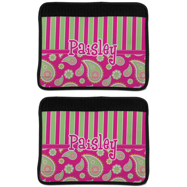 Pink & Green Paisley and Stripes Seat Belt Cover (APPROVAL Update)