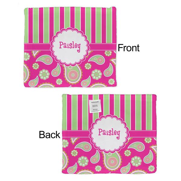 Pink & Green Paisley and Stripes Security Blanket - Front & Back View
