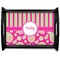 Pink & Green Paisley and Stripes Black Wooden Tray - Large (Personalized)