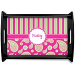 Pink & Green Paisley and Stripes Wooden Tray (Personalized)