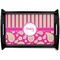 Pink & Green Paisley and Stripes Black Wooden Tray - Small (Personalized)