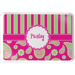 Pink & Green Paisley and Stripes Serving Tray (Personalized)