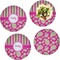 Pink & Green Paisley and Stripes Set of Lunch / Dinner Plates