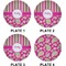 Pink & Green Paisley and Stripes Set of Lunch / Dinner Plates (Approval)
