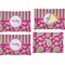 Pink & Green Paisley and Stripes Set of Rectangular Appetizer / Dessert Plates