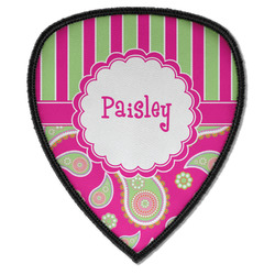 Pink & Green Paisley and Stripes Iron on Shield Patch A w/ Name or Text