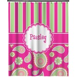 Pink & Green Paisley and Stripes Extra Long Shower Curtain - 70"x84" (Personalized)