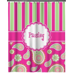 Pink & Green Paisley and Stripes Extra Long Shower Curtain - 70"x84" (Personalized)