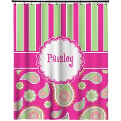 Pink & Green Paisley and Stripes Extra Long Shower Curtain - 70"x84" (Personalized)