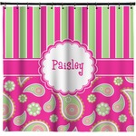 Pink & Green Paisley and Stripes Shower Curtain (Personalized)