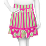 Pink & Green Paisley and Stripes Skater Skirt