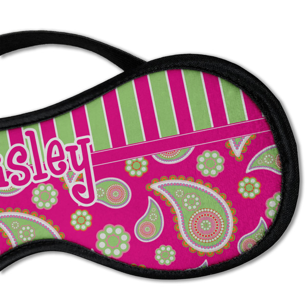 Pink & Green Paisley and Stripes Sleeping Eye Mask - DETAIL Large