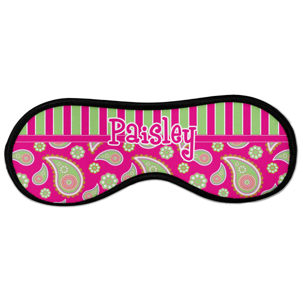 Custom Pink & Green Paisley and Stripes Sleeping Eye Masks - Large (Personalized)