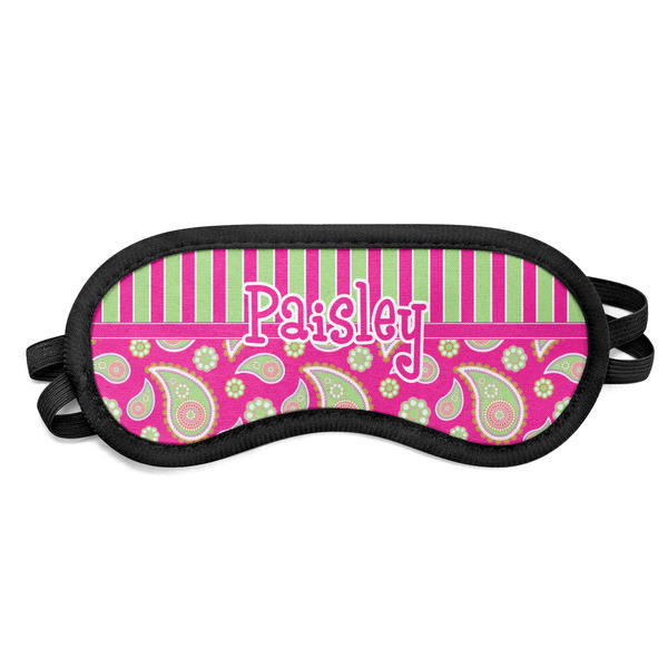 Custom Pink & Green Paisley and Stripes Sleeping Eye Mask (Personalized)