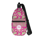 Pink & Green Paisley and Stripes Sling Bag (Personalized)