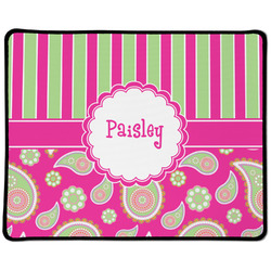 Pink & Green Paisley and Stripes Large Gaming Mouse Pad - 12.5" x 10" (Personalized)