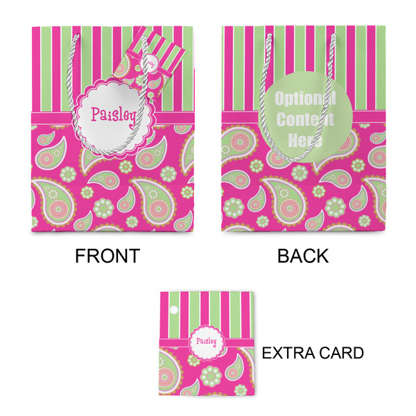 Pink & Green Paisley and Stripes Small Gift Bag - Approval