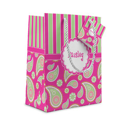 Pink & Green Paisley and Stripes Small Gift Bag (Personalized)