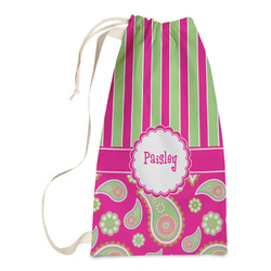 Pink & Green Paisley and Stripes Laundry Bags - Small (Personalized)