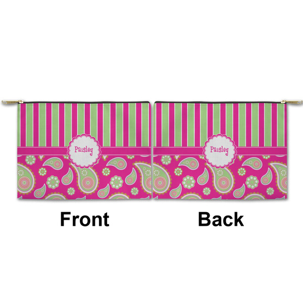 Pink & Green Paisley and Stripes Small Zipper Pouch Approval (Front and Back)
