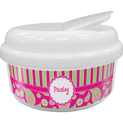 Pink & Green Paisley and Stripes Snack Container (Personalized)
