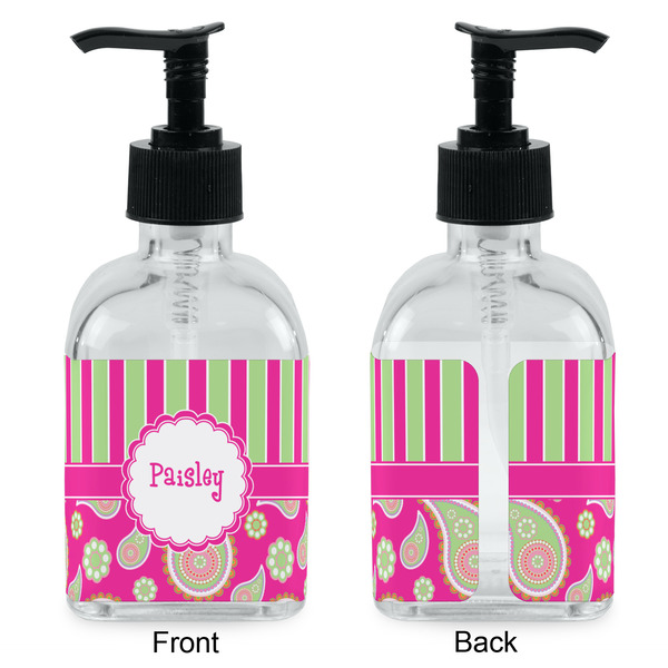 Pink & Green Paisley and Stripes Glass Soap/Lotion Dispenser - Approval