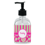 Pink & Green Paisley and Stripes Glass Soap & Lotion Bottle - Single Bottle (Personalized)