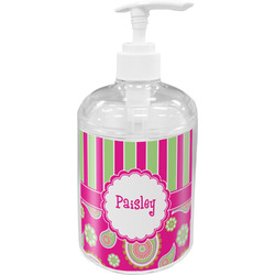 Pink & Green Paisley and Stripes Acrylic Soap & Lotion Bottle (Personalized)