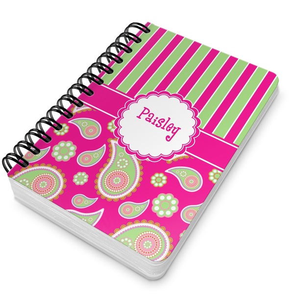 Pink & Green Paisley and Stripes Spiral Journal 5 x 7 - Main
