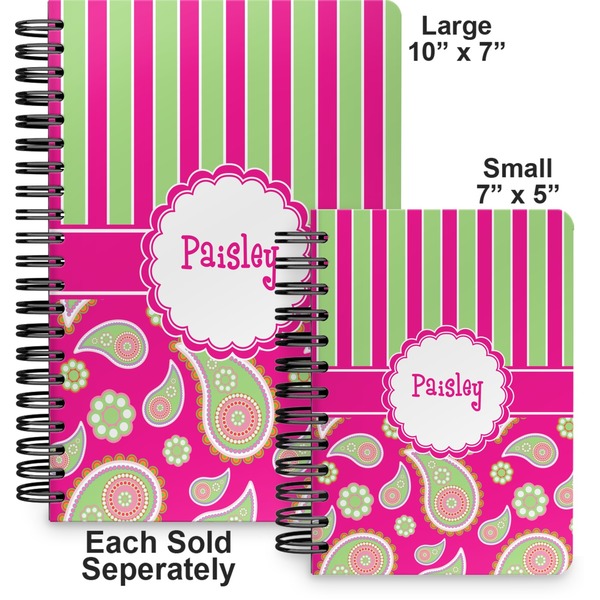 Pink & Green Paisley and Stripes Spiral Journal - Comparison