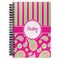 Pink & Green Paisley and Stripes Spiral Journal Large - Front View