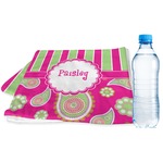Pink & Green Paisley and Stripes Sports & Fitness Towel (Personalized)