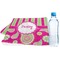 Pink & Green Paisley and Stripes Sports Towel Folded with Water Bottle