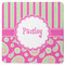 Pink & Green Paisley and Stripes Square Coaster Rubber Back - Single
