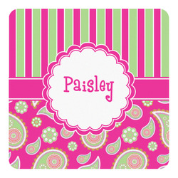 Pink & Green Paisley and Stripes Square Decal - Large (Personalized)