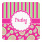Pink & Green Paisley and Stripes Square Decal - Small (Personalized)