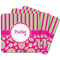 Pink & Green Paisley and Stripes Square Fridge Magnet - MAIN