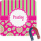 Pink & Green Paisley and Stripes Square Fridge Magnet (Personalized)