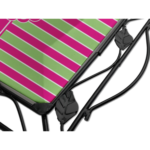Pink & Green Paisley and Stripes Square Trivet - Detail