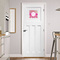 Pink & Green Paisley and Stripes Square Wall Decal on Door