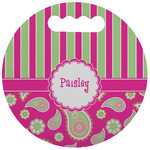 Pink & Green Paisley and Stripes Stadium Cushion (Round) (Personalized)