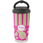 Pink & Green Paisley and Stripes Stainless Steel Coffee Tumbler (Personalized)